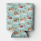 居心地の良いスカーフ模様のクリスマスドッグ 缶クーラー (正面)