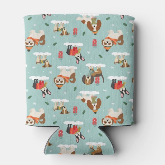 居心地の良いスカーフ模様のクリスマスドッグ 缶クーラー (裏面)