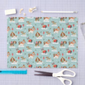 居心地の良いスカーフ模様のクリスマスドッグ 薄葉紙 (クラフト)