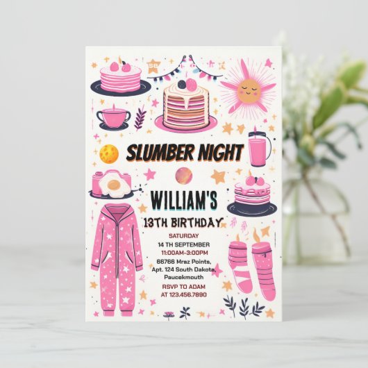 居心地の良いスターズスリープバースランバーパーティー13th誕生日 招待状 (スタンド正面)
