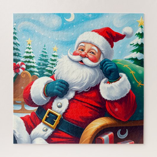 🎅 居心地の良いソリに乗ったサンタのクリスマスジョイ ❄️ ジグソーパズル (縦)