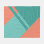 居心地の良いティール(緑がかった色)とオレンジ色ブロックフリースブランケット フリースブランケット (正面(横))