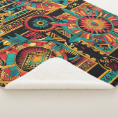 居心地の良いティール（緑がかった色）アステカ"ドリーム"プラッシュシェルパブランケット シェルパブランケット (3/4)