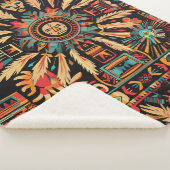 居心地の良いティール（緑がかった色）アステカ"ドリーム"プラッシュシェルパブランケット シェルパブランケット (3/4)