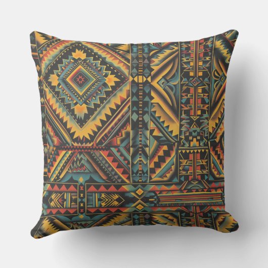 居心地の良いティール(緑がかった色)"世紀の古い幾何学的エレガンス"アセン クッション (裏面)