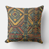 居心地の良いティール(緑がかった色)"世紀の古い幾何学的エレガンス"アセン クッション (正面)