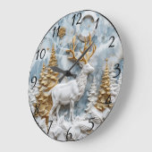 居心地の良いトナカイのクリスマスシーン ラージ壁時計 (傾斜)