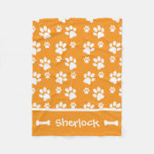 居心地の良いドッグブランケットパーソナライズされたオレンジ フリースブランケット (正面)