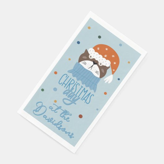 居心地の良いニッツブルーの可愛いクリスマスキャット (コーナー)