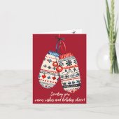 居心地の良いニットのクリスマスウィンターミトン カード (正面)