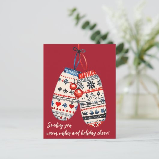 居心地の良いニットのクリスマス シーズンポストカード (スタンド正面)