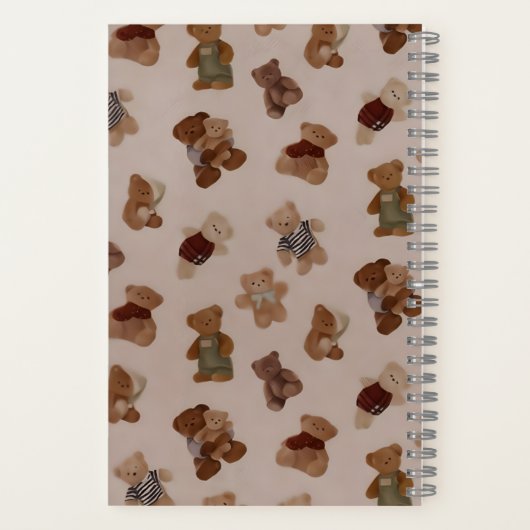 居心地の良いニットテディベアパレードパターン ノートブック (裏面)