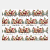 居心地の良いハイランドカウファームアニマルメリークリスマス ラッピングペーパーシート (正面)
