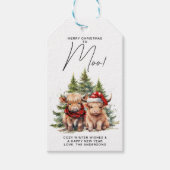 居心地の良いハイランドカウファーム動物メリークリスマスモー ギフトタグ (正面)