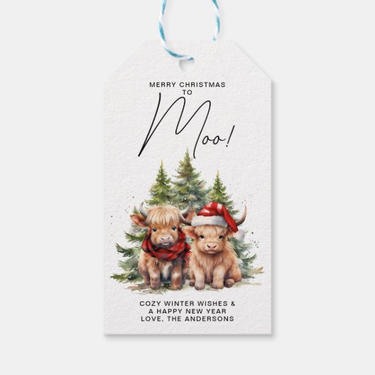 居心地の良いハイランドカウファーム動物メリークリスマスモー ギフトタグ (裏面)