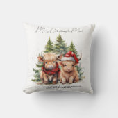 居心地の良いハイランドカウファーム動物メリークリスマス クッション (正面)