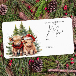 居心地の良いハイランドカウファーム動物メリークリスマス ラベル