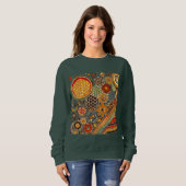 居心地の良いハニカムとフローラルパターンのスウェットシャツ スウェットシャツ (正面フル)