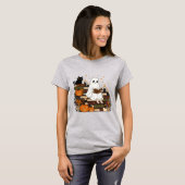 居心地の良いハロウィーンの幽霊の本虫の美意識 Tシャツ (正面フル)
