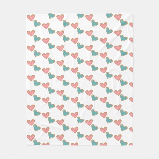 居心地の良いハート毛布パターン(の模様が)ある布 フリースブランケット (正面)