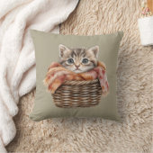 居心地の良いバスケット猫ピロー – オリーブTAUPE Edition クッション (ブランケット)