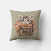 居心地の良いバスケット猫ピロー – オリーブTAUPE Edition クッション (裏面)