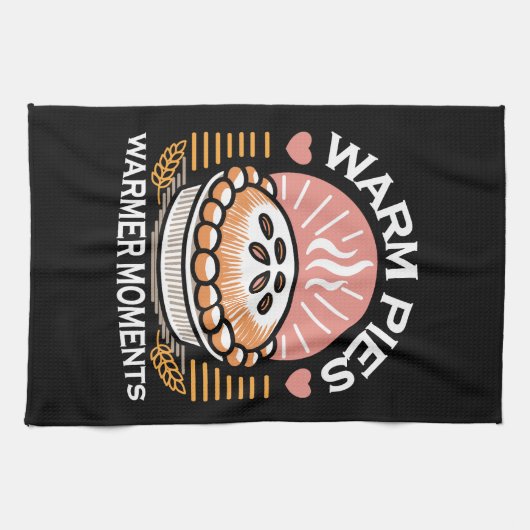 居心地の良いパイイラストレーション:暖かいパイ暖かい瞬間 キッチンタオル (横)