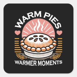 居心地の良いパイイラストレーション：暖かいパイ暖かい瞬間 スクエアシール