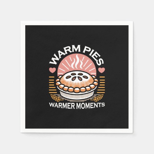 居心地の良いパイイラストレーション：暖かいパイ暖かい瞬間 スタンダードカクテルナプキン (正面)