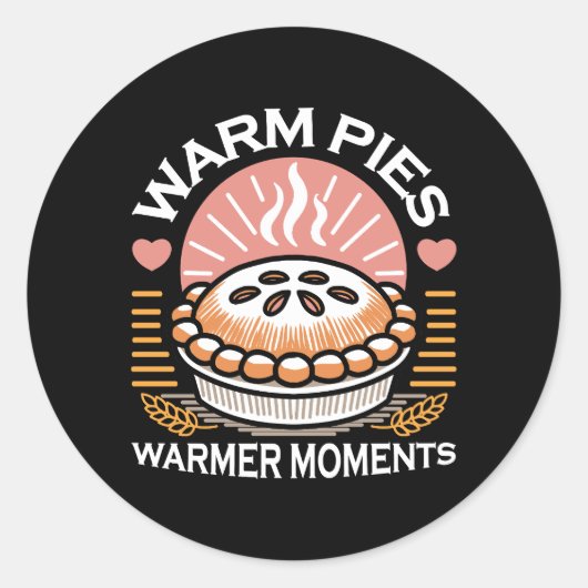居心地の良いパイイラストレーション:暖かいパイ暖かい瞬間 ラウンドシール (正面)