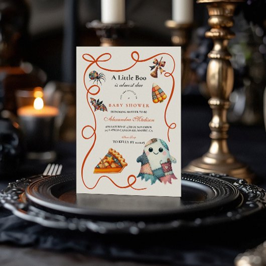 居心地の良いパッチワークハロウィーンベイビーシャワー 招待状