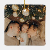 居心地の良いパーソナライズされたクリスマスファミリー名 セラミックオーナメント (裏面)