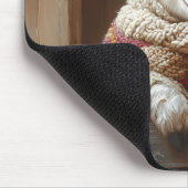 居心地の良いヒツジとウサギと納屋で花を咲かせる マウスパッド (コーナー)