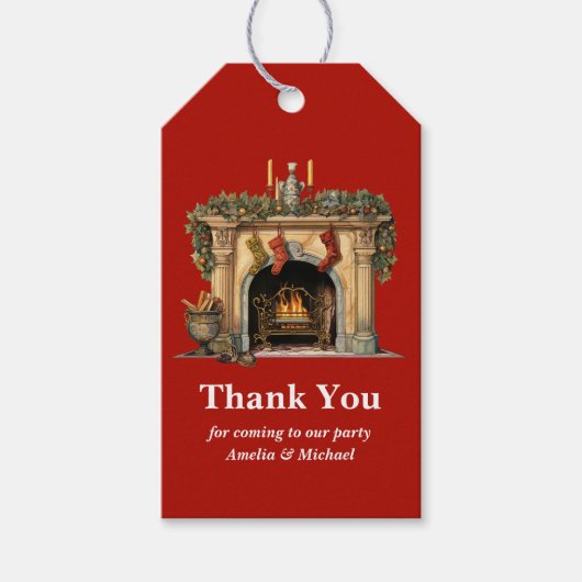 居心地の良いビクトリアン暖炉クリスマスサンキュー ギフトタグ (正面)