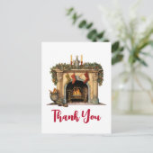 居心地の良いビクトリアン暖炉クリスマスサンキュー ポストカード (スタンド正面)