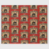 居心地の良いビクトリアン暖炉クリスマスパターン ラッピングペーパー (フラット)