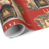 居心地の良いビクトリアン暖炉クリスマスパターン ラッピングペーパー (ロールコーナー)