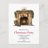 居心地の良いビクトリアン暖炉クリスマス インビテーションポストカード (正面)