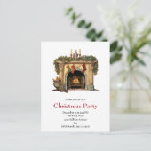 居心地の良いビクトリアン暖炉クリスマス インビテーションポストカード (スタンド正面)