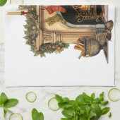 居心地の良いビクトリアン暖炉クリスマス キッチンタオル (折り畳み)