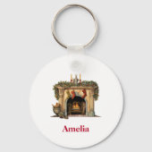 居心地の良いビクトリアン暖炉クリスマス キーホルダー (正面)