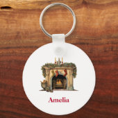居心地の良いビクトリアン暖炉クリスマス キーホルダー (正面)