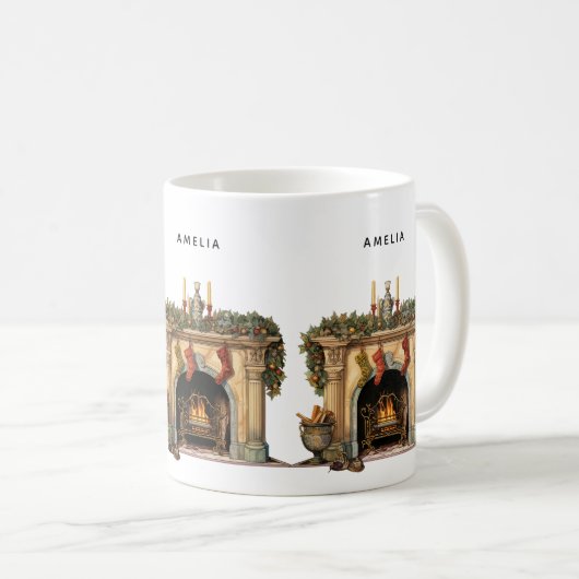 居心地の良いビクトリアン暖炉クリスマス コーヒーマグカップ (正面右)