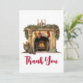 居心地の良いビクトリアン暖炉クリスマス サンキューカード (スタンド正面)