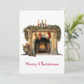 居心地の良いビクトリアン暖炉クリスマス シーズンカード (スタンド正面)