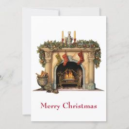居心地の良いビクトリアン暖炉クリスマス シーズンカード