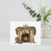 居心地の良いビクトリアン暖炉クリスマス シーズンポストカード (スタンド正面)