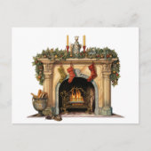 居心地の良いビクトリアン暖炉クリスマス シーズンポストカード (正面)