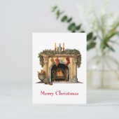 居心地の良いビクトリアン暖炉クリスマス シーズンポストカード (スタンド正面)
