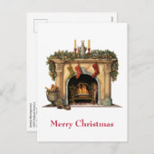 居心地の良いビクトリアン暖炉クリスマス シーズンポストカード (正面/裏面)